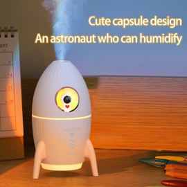 Mini Rocket Humidifier, Astronaut-themed Night Light Decoration, One-button Switch, 11.83oz Water Tank Capacity, Suitable For Bedroom, Office, Dormitory