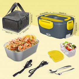 Electric Lunch Box Food Heater For Car And Home,12V/110V Portable Food Warmer Heating Container 2 In 1 Food-Grade Stainless Steel Food Container With Fork, Spoon And Carry Bag