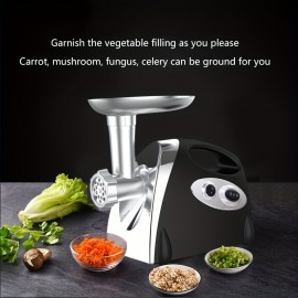 US Plug 11PCS Fully Automatic Stainless Steel Meat Grinder, Meat Grinder Electric,With 1 Meat Grinder Tray, 3 Cutting Plates, Sausage Pusher, Food Pusher, Mixing And Chopping Tips And Kubbe Kit Powerful Stainless Steel Mincers For Kitchenï¼