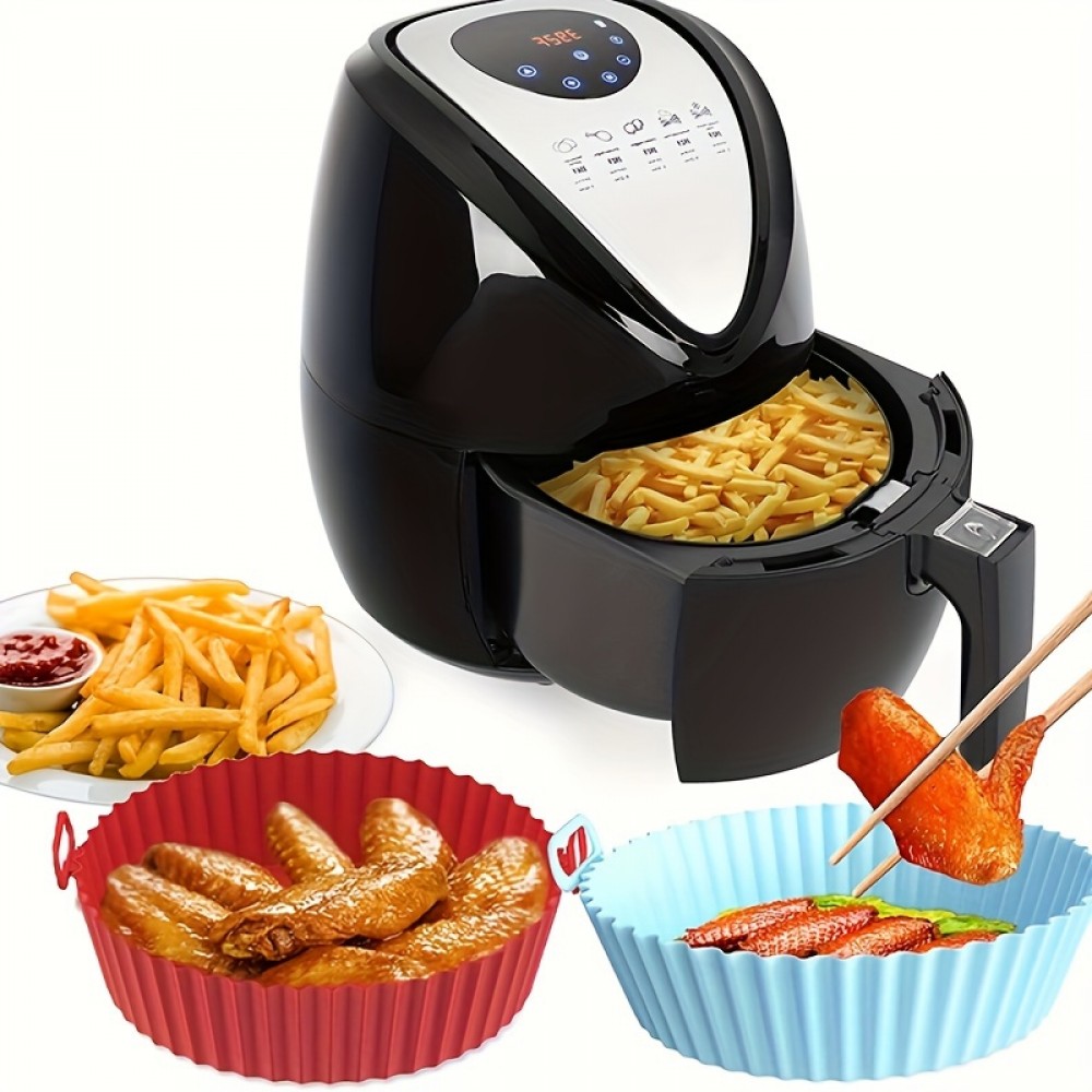 High Temperature Resistant Silicone Air Fryer Baking Pan With Easy Clean Grease Trap And Non-Stick Mat