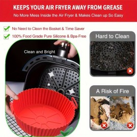 High Temperature Resistant Silicone Air Fryer Baking Pan With Easy Clean Grease Trap And Non-Stick Mat