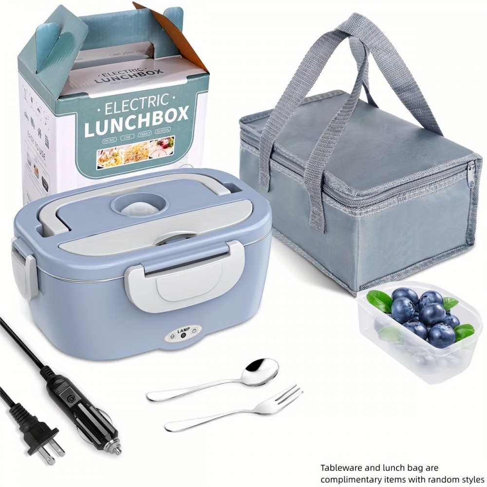 Portable Electric Lunch Box Warmer: Leak Proof, Removable Stainless Steel Container, 60W 1.5L, 110V/12V/24V