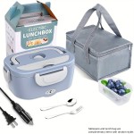 Portable Electric Lunch Box Warmer: Leak Proof, Removable Stainless Steel Container, 60W 1.5L, 110V/12V/24V