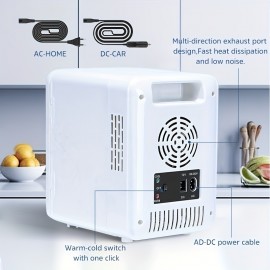 Portable Mini Fridge - 1.06gal/6 Can Cooler & Warmer - Perfect For Skincare, Beverage, Home, Office & Car - Great Gift Idea!