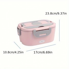 [US Plug] Portable Electric Heating Lunch Box, 2-in-1 Car/ Plug-in Household Insulation Heating Lunch Box, Stainless Steel Liner 50.72oz Heating Bento Box Electric Heating Lunch DPH-005Us