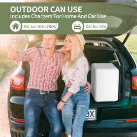 Portable Mini Fridge - 1.06gal/6 Can Cooler And Warmer For Skin Care, Cosmetics, And Beverages - Ideal For Office, Bedroom, And Car Use