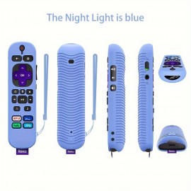 Silicone Case For Roku RCA1R Voice Remote, Drop-proof Silicone Soft Case W/ Lanyard