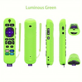 Silicone Case For Roku RCA1R Voice Remote, Drop-proof Silicone Soft Case W/ Lanyard