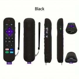 Silicone Case For Roku RCA1R Voice Remote, Drop-proof Silicone Soft Case W/ Lanyard