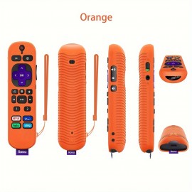 Silicone Case For Roku RCA1R Voice Remote, Drop-proof Silicone Soft Case W/ Lanyard