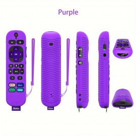 Silicone Case For Roku RCA1R Voice Remote, Drop-proof Silicone Soft Case W/ Lanyard