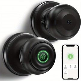 Smart Door Knob, Fingerprint Door Lock Smart Lock Biometric Door Lock Fingerprint Door Knob With App Control, Great For Bedrooms,Cloakroom,Apartments Offices,Hotels,Q01Y