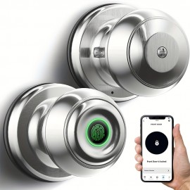 Smart Door Knob, Fingerprint Door Lock Smart Lock Biometric Door Lock Fingerprint Door Knob With App Control, Great For Bedrooms,Cloakroom,Apartments Offices,Hotels,Q01Y