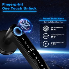 Smart Fingerprint Door Lock Waterproof Door Lock Fingerprint/Code/Key Card/Key 4-1 Unlock Way Gift For Birthday/Easter/President's Dayï¼ˆAA Battery Includedï¼‰