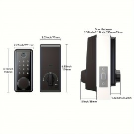 1pc BULIST-Fingerprint Door Lock, Keyless Entry Door Lock With Keypad, Electronic Deadbolt Keyed Entry, Front Door Lock, Backlit Button, Easy Installation And Program With Voice Prompt