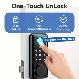 1pc BULIST-Fingerprint Door Lock, Keyless Entry Door Lock With Keypad, Electronic Deadbolt Keyed Entry, Front Door Lock, Backlit Button, Easy Installation And Program With Voice Prompt