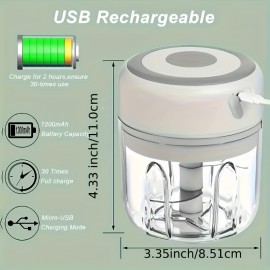 1pc Garlic Beater, Food Mixer, Electric Garlic Masher, Garlic Grinder, Meat Grinder, Garlic Masher, Chopping Garlic Maker, Pulling Garlic Maker, Easy To Clean Food Mixer, 8.45oz Large Capacity