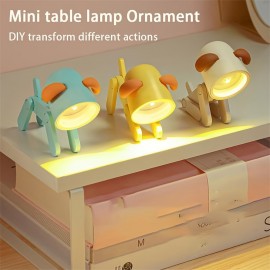 3 Button Batteries Powered Mini Cute Pink Animal Pet Dog Deer Designer Led Night Light, Table Lamp, Kids Toys Valentine's Day Gift