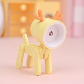3 Button Batteries Powered Mini Cute Pink Animal Pet Dog Deer Designer Led Night Light, Table Lamp, Kids Toys Valentine's Day Gift